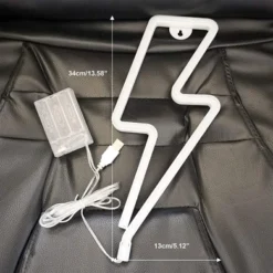 Orgrimmar Neon Light Lightning Bolt Blue LED Neon Signs Decorative Wall Light Battery And USB Powered Night Light For Bedroom, Bar, Wedding, Christmas Decoration (Blue) -J Crew Favour 6 564