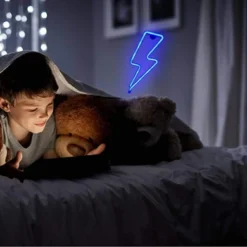 Orgrimmar Neon Light Lightning Bolt Blue LED Neon Signs Decorative Wall Light Battery And USB Powered Night Light For Bedroom, Bar, Wedding, Christmas Decoration (Blue) -J Crew Favour 6 565