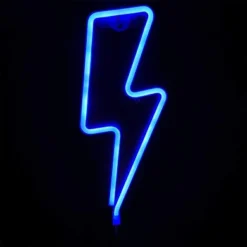 Orgrimmar Neon Light Lightning Bolt Blue LED Neon Signs Decorative Wall Light Battery And USB Powered Night Light For Bedroom, Bar, Wedding, Christmas Decoration (Blue) -J Crew Favour 6 567