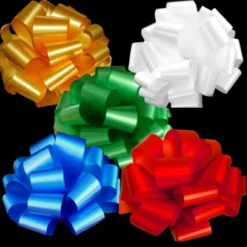 Gold, White, Green, Blue, Red Pull Bows For Large Christmas Gifts - 23cm Wide, Set Of 5