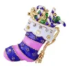 Amazing Gift For Xmas Purple Santa Sock Christmas Brooch Pin Gift BR159