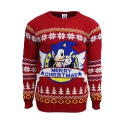 Sega Official Classic Sonic Christmas Jumper/Ugly Sweater Red