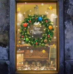 Dosminer Christmas Tree Window Clings, Colourful Polka Dots Christmas Stickers For Wall Windows And Doors, Removable Murals Home Decorations Party Suppies