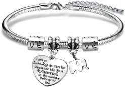 BHXRODE Aunt Bracelet Appreciation Birthday Christmas Gift Women Bangle Family Jewellery Engraved Best Auntie In The World