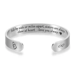 Sister Gift Bracelet Cuff - Side By Side Or Miles Apart Sisters Are Always Close At Heart Sister Bracelet Sister Gifts From Sisters Christmas Birthday Gifts For Sisters