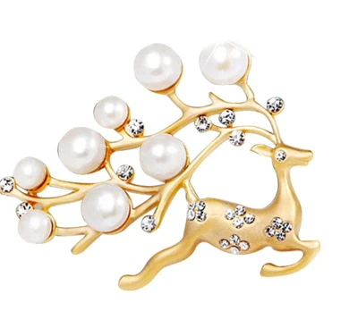 Ladies Men's Sparkly Diamante Crystal & Faux Pearl Christmas Lapel Brooch Pin Prancing Reindeer 2 Ladies Men's Sparkly Diamante Crystal & Faux Pearl Christmas Lapel Brooch Pin Prancing Reindeer -J Crew Favour 6 149