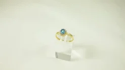 The Blue Topaz Ring Collection: 9ct Gold Small Oval Blue Topaz & Diamond Cluster Engagement Ring, Christmas Day, Valentine's Day Mother's Day Gift, Ring Size H,I,J,K,L,M,N,O,P,Q,R,S,T,U,V … -J Crew Favour 6 17