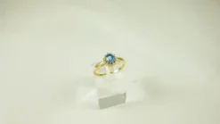 The Blue Topaz Ring Collection: 9ct Gold Small Oval Blue Topaz & Diamond Cluster Engagement Ring, Christmas Day, Valentine's Day Mother's Day Gift, Ring Size H,I,J,K,L,M,N,O,P,Q,R,S,T,U,V … -J Crew Favour 6 18