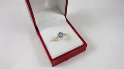 The Blue Topaz Ring Collection: 9ct Gold Small Oval Blue Topaz & Diamond Cluster Engagement Ring, Christmas Day, Valentine's Day Mother's Day Gift, Ring Size H,I,J,K,L,M,N,O,P,Q,R,S,T,U,V … -J Crew Favour 6 20