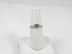 Topaz Ring Collection: 9ct Gold 1.00Ct Heart Shape Swiss Blue Topaz Engagement Ring With Diamond Set Crossover Kiss Shoulders Engagement Ring & Diamond Shoulders,Christmas Day, Valentine's Day -J Crew Favour 6 26
