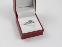 Topaz Ring Collection: 9ct Gold 1.00Ct Heart Shape Swiss Blue Topaz Engagement Ring With Diamond Set Crossover Kiss Shoulders Engagement Ring & Diamond Shoulders,Christmas Day, Valentine's Day -J Crew Favour 6 30