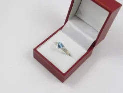Topaz Ring Collection: 9ct Gold 1.00Ct Heart Shape Swiss Blue Topaz Engagement Ring With Diamond Set Crossover Kiss Shoulders Engagement Ring & Diamond Shoulders,Christmas Day, Valentine's Day -J Crew Favour 6 31