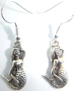 Royal Swan Beautiful Tibetan Silver MERMAID Earrings On Sterling Silver Hooks Free Organza Gift Bag Guardian Angel Gifts Gift Mother's Day Valentines Day Christmas Birthdays