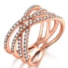 Qings Entwined Criss Cross Ring Silver Rose Gold Ring Inlaid Cubic Zircoina As Thanksgiving And Christmas Day Gift For Women