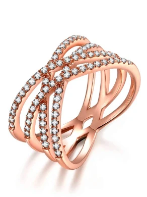 Qings Entwined Criss Cross Ring Silver Rose Gold Ring Inlaid Cubic Zircoina As Thanksgiving And Christmas Day Gift For Women 1 Qings Entwined Criss Cross Ring Silver Rose Gold Ring Inlaid Cubic Zircoina As Thanksgiving And Christmas Day Gift For Women