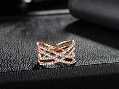 Qings Entwined Criss Cross Ring Silver Rose Gold Ring Inlaid Cubic Zircoina As Thanksgiving And Christmas Day Gift For Women 4 Qings Entwined Criss Cross Ring Silver Rose Gold Ring Inlaid Cubic Zircoina As Thanksgiving And Christmas Day Gift For Women - Image 4