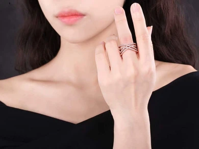 Qings Entwined Criss Cross Ring Silver Rose Gold Ring Inlaid Cubic Zircoina As Thanksgiving And Christmas Day Gift For Women 5 Qings Entwined Criss Cross Ring Silver Rose Gold Ring Inlaid Cubic Zircoina As Thanksgiving And Christmas Day Gift For Women - Image 5