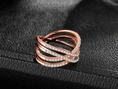 Qings Entwined Criss Cross Ring Silver Rose Gold Ring Inlaid Cubic Zircoina As Thanksgiving And Christmas Day Gift For Women 8 Qings Entwined Criss Cross Ring Silver Rose Gold Ring Inlaid Cubic Zircoina As Thanksgiving And Christmas Day Gift For Women - Image 8