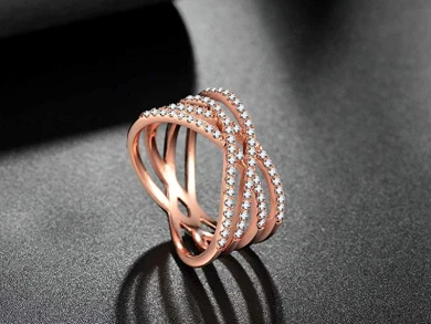 Qings Entwined Criss Cross Ring Silver Rose Gold Ring Inlaid Cubic Zircoina As Thanksgiving And Christmas Day Gift For Women 9 Qings Entwined Criss Cross Ring Silver Rose Gold Ring Inlaid Cubic Zircoina As Thanksgiving And Christmas Day Gift For Women - Image 9