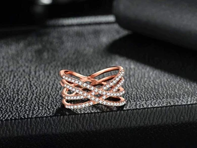 Qings Entwined Criss Cross Ring Silver Rose Gold Ring Inlaid Cubic Zircoina As Thanksgiving And Christmas Day Gift For Women 10 Qings Entwined Criss Cross Ring Silver Rose Gold Ring Inlaid Cubic Zircoina As Thanksgiving And Christmas Day Gift For Women - Image 10