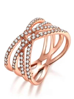 Qings Entwined Criss Cross Ring Silver Rose Gold Ring Inlaid Cubic Zircoina As Thanksgiving And Christmas Day Gift For Women 25 Qings Entwined Criss Cross Ring Silver Rose Gold Ring Inlaid Cubic Zircoina As Thanksgiving And Christmas Day Gift For Women -J Crew Favour 6 66
