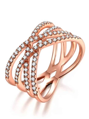 Qings Entwined Criss Cross Ring Silver Rose Gold Ring Inlaid Cubic Zircoina As Thanksgiving And Christmas Day Gift For Women 13 Qings Entwined Criss Cross Ring Silver Rose Gold Ring Inlaid Cubic Zircoina As Thanksgiving And Christmas Day Gift For Women - Image 13