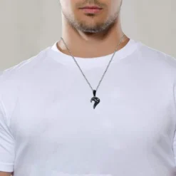 Cupimatch 2-Pieces Men Women Stainless Steel I Love You Heart Rhinestone Puzzle Matching Pendant Couple Necklace Christmas Valentine Gift With 50cm & 55cm Chain -J Crew Favour 6 80