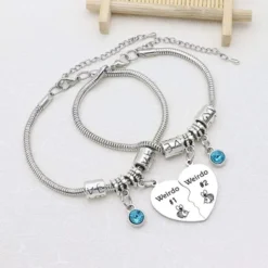 TTOVEN Best Friend Bracelet,Weirdo 1 And Weirdo 2 Bracelet Friendship Gifts Stainless Steel Heart Pendant Bangle For Her Graduation Birthday Wedding Christmas Gifts -J Crew Favour 6 92